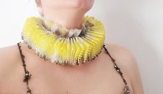 Circus clown ruff collar in yellow and gray Tudor collar image 0 Harlequin Costume, Clown Collar, Elizabethan Collar, Ruff Collar, Ribbon Collar, Indie Jewelry, Handmade Boutique, Awesome Gifts, Group Boards