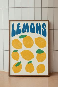 LEMONS PRINT FOR YOUR KITCHEN Lemons Poster, Lemon Artwork, Lemon Poster, Lemon Illustration, 51st Birthday, Floor Desk, Food Posters, Dream Cafe, Clothing Embroidery