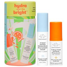 Drunk Elephant Hydra and the Bright Serum Duo Chemical Sunscreen, Luminous Skin, Too Faced Concealer, Makeup Bag Organization, Foundation Shades, Oily Skin Care, Skincare Tools, Drunk Elephant, Hydrating Serum