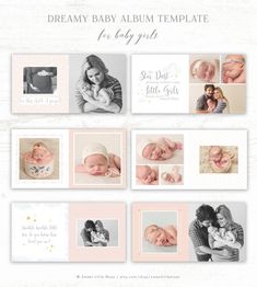 a collage of photos with the words dream baby album template for newborns and babies