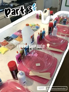 Make Your Own Slime Birthday Party, Make Your Own Slime Party, Diy Sleepover Party, 9th Birthday Sleepover Ideas, Girls Slime Birthday Party, Sleep Over Party Ideas For Teens, 13th Birthday Party Activities, Sleep Over Party Ideas For Kids, Birthday Party Crafts For Teens