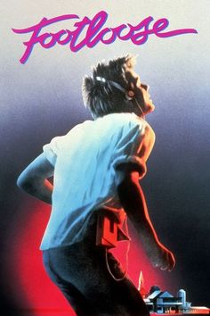 an advertisement for footloose featuring a young man in white shirt and red shorts