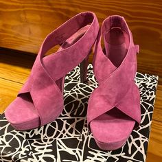 Never Worn, Great Color These Iconic Dvf Zia Platform Heels In Soft Fuchsia Suede Are Head Turners. I Absolutely Love Them, But They Definitely Run True To Size. I Am A 9.5 And These Are Size 8.5. I Ordered And Couldn’t Return. Pink Suede Open Toe Heels, Pink Suede Heels With 4-inch Heel, Pink Suede Closed Toe Heels, Pink Suede High Heels, Pink Suede Heels With Heel Strap, Pink Suede Open Heel Shoes, Pink Suede Open Heel Heels, Platform Heels, Von Furstenberg