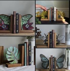 several pictures of books with butterflies on them