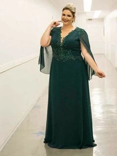 A-Line/Princess 30D Chiffon Applique V-neck Sleeveless Floor-Length Plus Size Mother of the Bride Dresses Moda Festa Plus Size, Beaded Chiffon Dress, Chiffon Long Dress, Beaded Chiffon, فستان سهرة, Bride Dresses, Mother Of The Bride Dresses, Elegant Fashion, Bride Dress