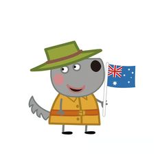 a cartoon character holding an australian flag