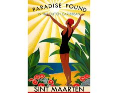 a woman in a bathing suit holding up a sign that reads paradise found in the caribbean