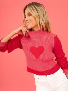 Red Love Sweater, Turtleneck Pullover, Cropped Pullover, Valentine Love, Legging Sport, Heart Sweater, Pullover Sweater Women, Knit Crop, Mongolia