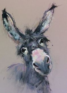 a painting of a donkey looking at the camera