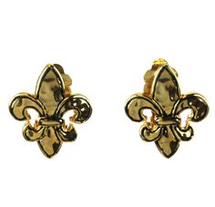 pair of gold toned fleur de lis earrings