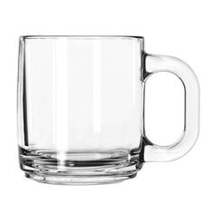 an empty glass mug on a white background