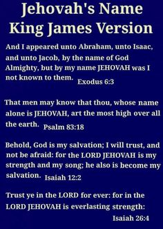 the jehovah's name is king james version and i appeared unto abraham, unto jesus