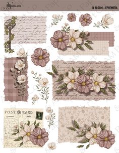 In Bloom Ephemera Stickers Journal Tags Printable, Themes For Scrapbooks, Cute Stickers For Scrapbook, Minimal Stickers Printable, Cute Stickers Ideas For Journal, Floral Scrapbook Ideas, Cute Journal Stickers Printable, Stickers To Print Out, Cute Stickers For Journal