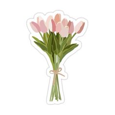 Tulip Bouquet Sticker by KaraAshlyn 868 👉 Bouquet Sticker, Stickers Cool, Preppy Stickers, Cute Laptop Stickers, Iphone Case Stickers, Tumblr Stickers, Tulip Bouquet, Handmade Sticker