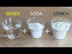 three different types of water and starch