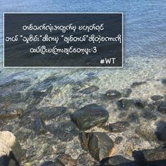 there are rocks in the water with a quote on it