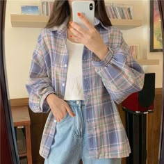 Brand Name: MajeseeOrigin: CN(Origin)Material: COTTONMaterial: PolyesterClothing Length: RegularDecoration: ButtonFabric Type: WovenSeason: Spring/AutumnModel Number: ZXL1246Pattern Type: SolidStyle: CasualAge: Ages 18-35 Years OldCollar: Turn-down CollarSleeve Style: RegularSleeve Length(cm): FullSize: S M L XL 2XLColor: purple blue yellow redSeason: spring autumnStyle: Korean styleCondition: dailyModel number: women shirtsDepartments name: adultFeature 1: chicFeature 2: leisureFeature 3: all-m Plaid Shirts Women, Y2k Harajuku, Plaid Shirt Women, Harajuku Women, Autumn Clothing, Shirt Blouses Women's, Fall Blouse, Plaid Shirts, Cardigan Vintage