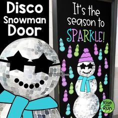 Disco Ball Snowman Winter Classroom Door Decor It's the Season to Sparkle Print, Cut, and Hang - Etsy Disco Ball Snowman, Winter Classroom Door, Flower Bulletin Boards, Door Decorations Classroom Christmas, Classroom Door Decor, Christmas Classroom Door, Christmas Doors, Christmas Door Decorating Contest, Winter Door Decorations