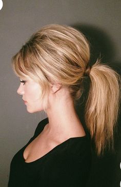 Retro Ponytail, Bardot Hair, Celebrity Short Hair, A Ponytail, Long Hair With Bangs, Volume Hair