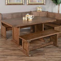 60 Rustic Breakfast Nook Set With Corner and Side Benches Dining Table Sets LOOMLAN By Sunny D Wood Breakfast Nook, Bedroom Furniture Redo, Breakfast Nook Set, Nook Dining, Morris Homes, Breakfast Nook Dining Set, Nook Dining Set, Corner Dining Set, Solid Wood Chairs