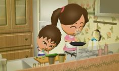 an animated image of two people cooking in the kitchen