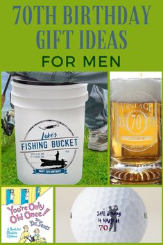 an image of birthday gifts for men with golf balls and beer in buckets on the grass