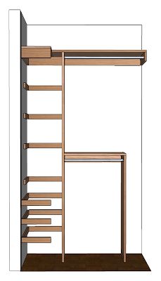 a drawing of a closet with shelves and ladders