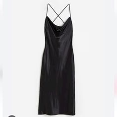 H&M Divided Satin Calf-Length Dress In Softly Draped Satin, Side Slit Spaghetti Crossed Strap, New With Tags. Purple Lady, Blue Silk Dress, Draped Neckline, Calf Length Dress, Dress H&m, Sienna Miller, Lace Slip Dress, Strappy Dresses, Lace Slip