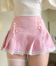 Pink Skirt Coquette, Cute Outfits Pink Pastel, Pink Skirts Aesthetic Outfit, Pink Frilly Skirt Outfit, Dollete Outfits Pink, Pink Mini Skirts, Skirt Outfits Kawaii, Cutesy Outfits Pink, Cute Pink Skirts