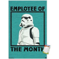 a star wars poster with the words employee of the month written in black and white