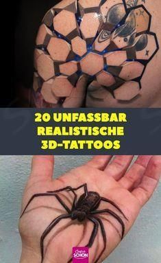 a spider on someone's arm with the caption 20 unfassbar realistsche 3d - tattoos