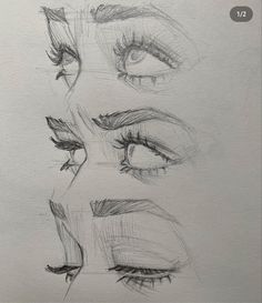 three different types of eyes are shown in this sketching lesson, which shows how to draw