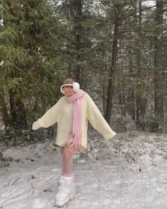 Pink Scarf Outfit, Dollcore Outfits, Outfit Inspo Pink, Ethereal Angel, Coquette Winter, Holiday Outfit Inspo, Short Sweater Dress, Winter Princess, Short Sweater