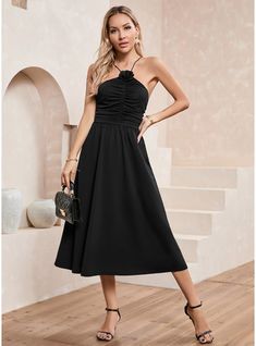 JJ's House No Polyester Midi Halter Spring Summer A-line NO Black S Height:5.7ft(174cm) Bust:33.5in(85cm) Waist:26in(66cm) Hips:36in(91cm) Dress. #JJ's House #No #Polyester #Midi #Halter #Spring #Summer #Aline #NO #Black #S #Dress Solid A-line Midi Cocktail Dress, Casual A-line Midi Dress For Cocktail, Non-stretch Pleated A-line Midi Dress, Non-stretch A-line Midi Dress, Elegant Non-stretch A-line Midi Dress, Non-stretch A-line Midi Dress Elegant, Cocktail Dress Classy, Halter Cocktail Dress, House No