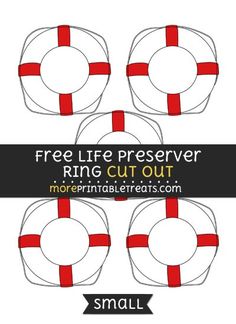 the free life preserver ring cut out is shown in red, white and black