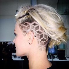 Side Shave Design, Shaved Design, Girls Short Haircuts