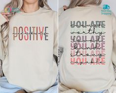 Positive Mind Positive Vibes Positive Life Shirt, Motivational Sweatshirt, Strong Women, Self Care Shirt, Therapist Shirt, Mental Health 💫Welcome to Eunoia Shirts- your ultimate destination for unique and stylish apparel!💫 💫Whether you're shopping for yourself or looking for the perfect gift for a loved one, Eunoia Shirts is your one-stop destination for stylish apparel that makes a statement. Browse our collection today and add a touch of personality to your wardrobe! 🛍️Check our Size Chart Sweatshirts Mental Health, Positive Affirmation Shirts, Mental Health Shirts, Positive Mind Positive Vibes, Toddler Hoodie, Positive Mind, Positive Life, American Made, Strong Women