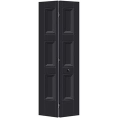 an open black door on a white background