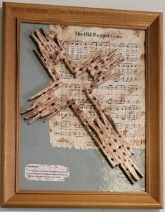 Cross made of clothespins, with your choice of hymn and scripture.  All made to look distressed.  Comes framed and ready to hang. Cross Made From Clothespins, Clothespin Cross, Wooden Clothespin Crafts, Pin Crafts, Wooden Clothespins, Old Rugged Cross, Clothes Pin Crafts, Clothespins