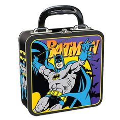 a batman lunch box with handle is shown