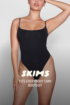 With its wide scoop neckline and low back providing the perfect foundation under clothing, this Cami Bodysuit is an essential wardrobe foundation. Features a high cut leg opening and thong back that remains invisible under clothing. | SKIMS Cami Bodysuit | Black | 3XL | Fits Everybody Under Clothing, Silk Gifts, Cami Bodysuit, Essential Wardrobe, Winter Chic, Bodysuit Black, Perfect Foundation, Black Xs, Luxe Gifts