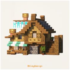 an image of a house made out of wood with the word map on it's roof