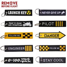 Embroidered Canvas Key Holder Key Fob Remove Before Flight Keychain For Motorcycle And Car Cool Keychains, New Embroidery, Travel Tags, Flight Crew, Car Tag, Embroidered Canvas, Key Tags, Key Design, Car Keychain