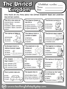 the united kingdom worksheet with pictures and words to help students understand their country