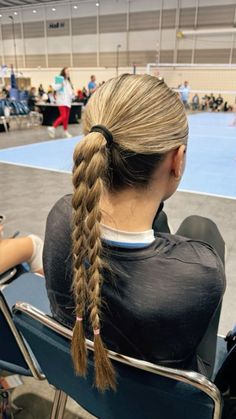 slickback braids Slick Back With Two Braids, Cute Volleyball Hairstyles, Running Hairstyles, Soccer Hairstyles, Volleyball Hair, Soccer Hair, Track Hairstyles, Basketball Hairstyles