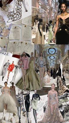 a collage of fashion images including dresses and accessories