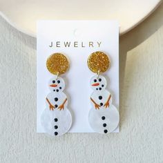 Women Christmas Snowman Printed Acrylic Earrings, Festive Mood Party Accessory Fine Jewelry Necklace, Snowman Earrings, Antique Gift, Valentine Birthday, Pastel Wedding, Women Christmas, Cute Snowman, Christmas Earrings, Acrylic Earrings