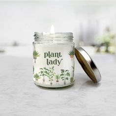 Plant lover gifts | plant lady candle | gifts for plant people candles - Paisley Grace Makery Plant Lover Gifts, Candle Plant, Flower Jade, Recipe Tea Towel, Plant People, Candle Gifts, Gift Candle, Cotton Blossom, Calming Scents