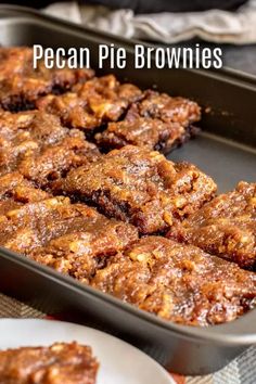 pecan pie brownies in a pan on a table