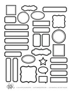 a paper cutout with different shapes and sizes for crafting, including frames, labels,